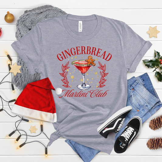 Gingerbread Martini Club T-Shirt – Holiday Cocktail Short Sleeve Graphic Tee