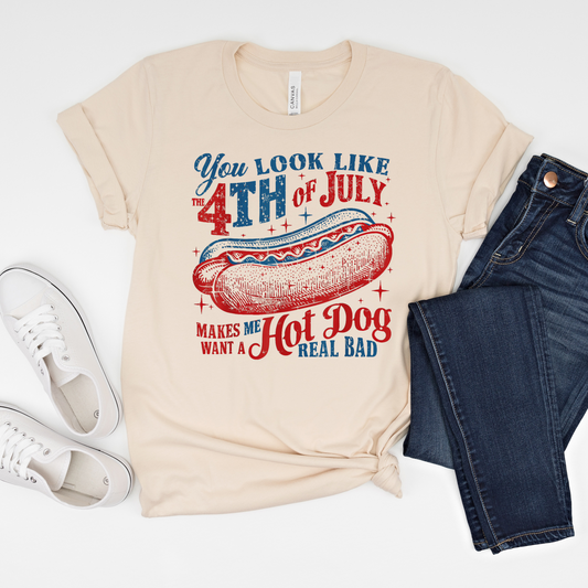 Patriotic Hotdog Short Sleeve Graphic Tee