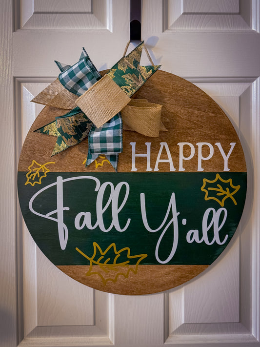 Happy Fall Y'all Wood Door Hanger