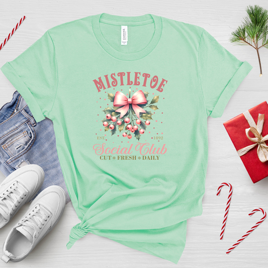 Mistletoe Social Club T-Shirt – Cute Holiday Graphic Tee