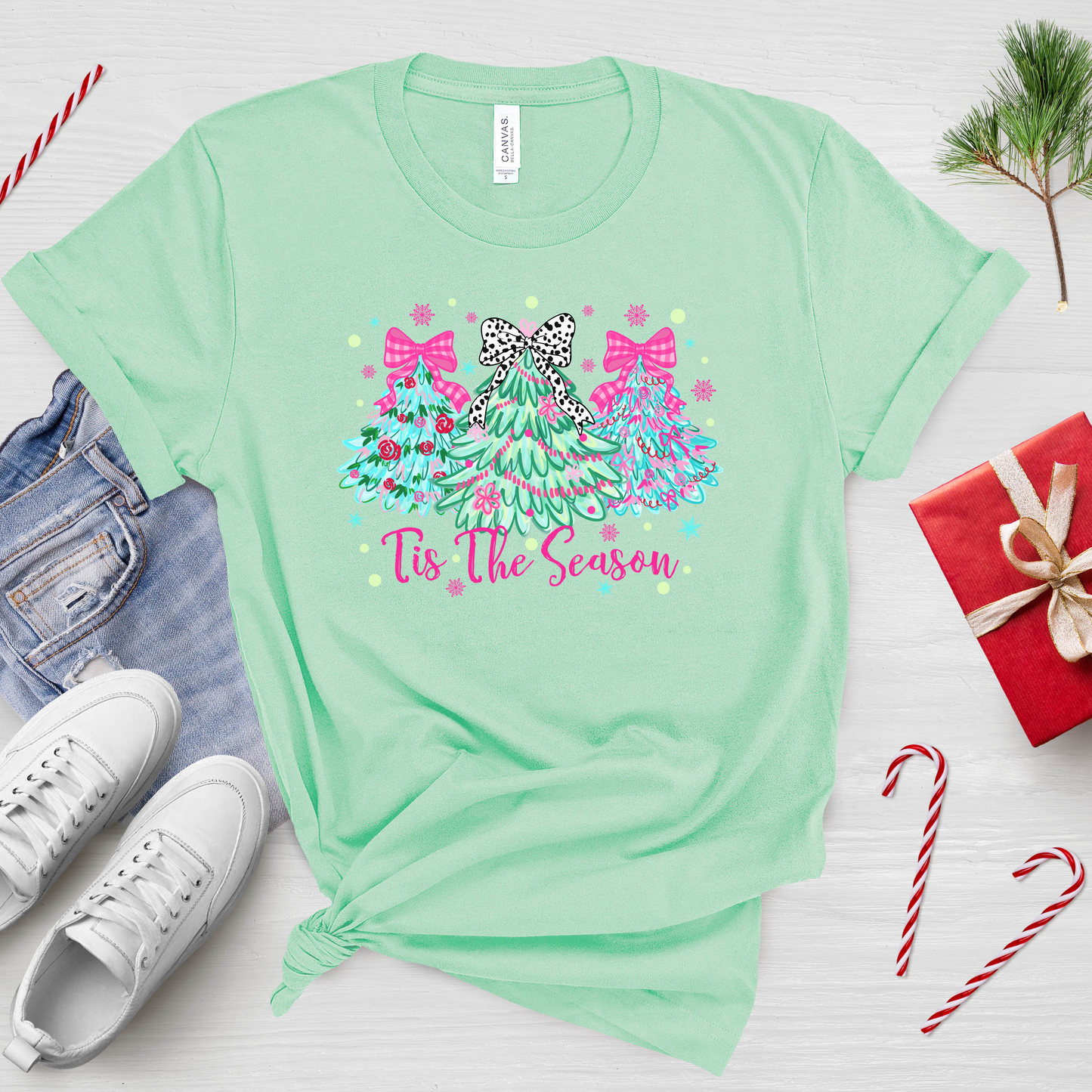 ’Tis the Season Christmas Tree T-Shirt – Cute Holiday Graphic Tee