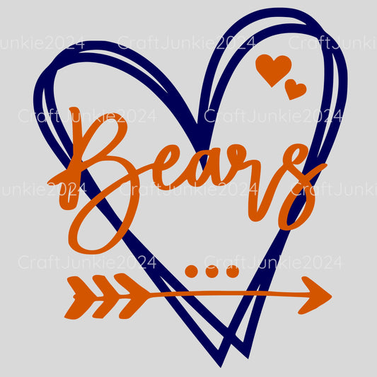 Bears Vinyl Heart Decal, Sticker, Heart, Decal, Vinyl, Cup Decal, Window Decal, Yeti Decal, Tervis Decal, Rtic Decal