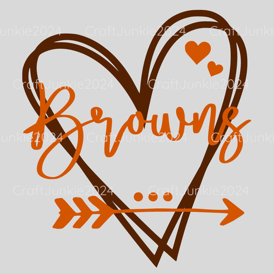 Browns Vinyl Heart Decal, Sticker, Heart, Decal, Vinyl, Cup Decal, Window Decal, Yeti Decal, Tervis Decal, Rtic Decal