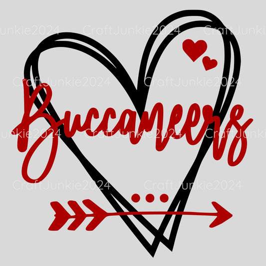 Buccaneers Vinyl Heart Decal, Sticker, Heart, Decal, Vinyl, Cup Decal, Window Decal, Yeti Decal, Tervis Decal, Rtic Decal