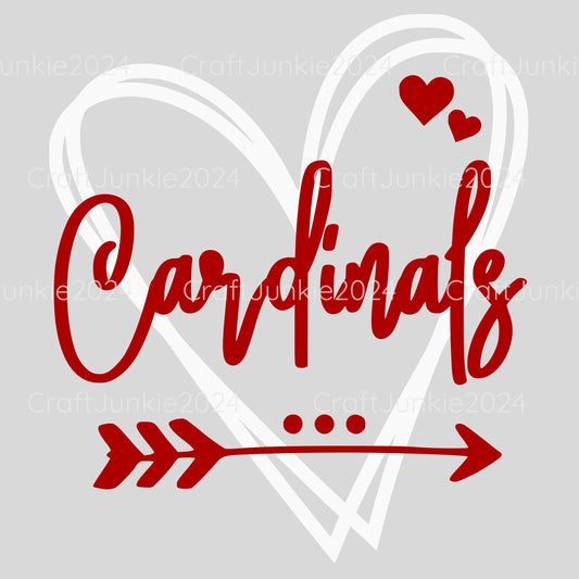 Cardinals Vinyl Heart Decal, Sticker, Heart, Decal, Vinyl, Cup Decal, Window Decal, Yeti Decal, Tervis Decal, Rtic Decal