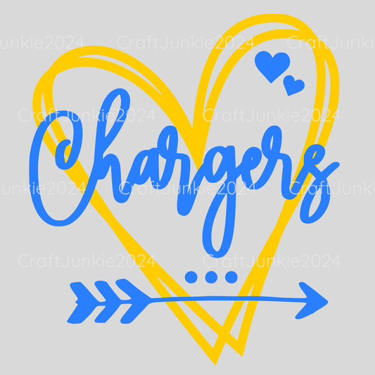Chargers Vinyl Heart Decal, Sticker, Heart, Decal, Vinyl, Cup Decal, Window Decal, Yeti Decal, Tervis Decal, Rtic Decal