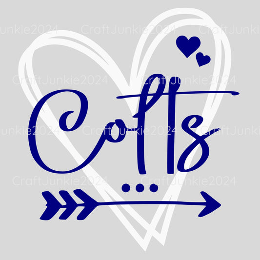 Colts Vinyl Heart Decal, Sticker, Heart, Decal, Vinyl, Cup Decal, Window Decal, Yeti Decal, Tervis Decal, Rtic Decal