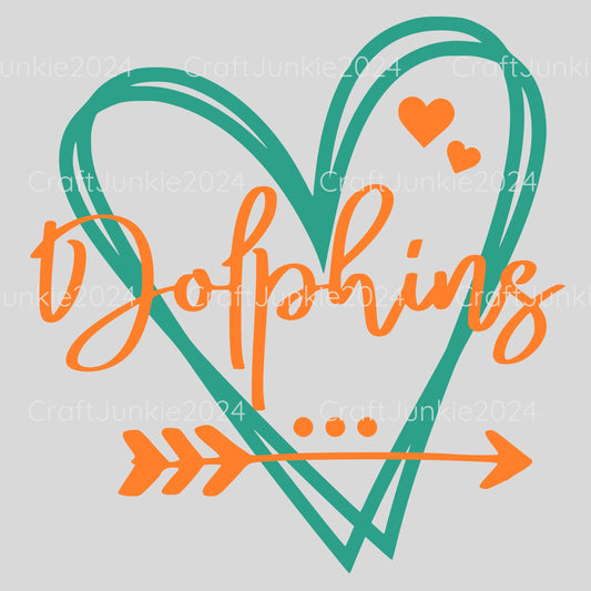Dolphins Vinyl Heart Decal, Sticker, Heart, Decal, Vinyl, Cup Decal, Window Decal, Yeti Decal, Tervis Decal, Rtic Decal