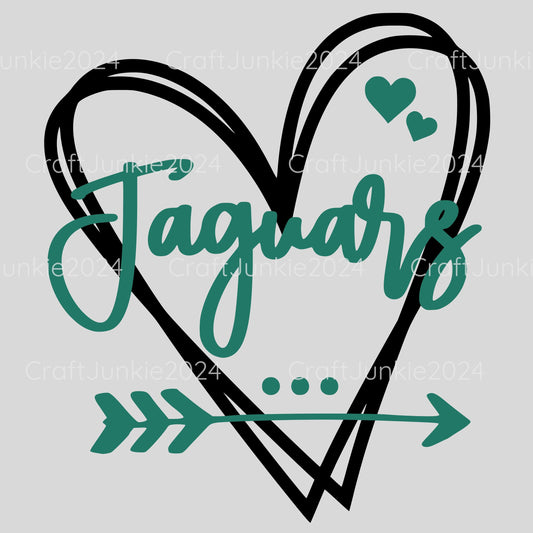 Jaguars Vinyl Heart Decal, Sticker, Heart, Decal, Vinyl, Cup Decal, Window Decal, Yeti Decal, Tervis Decal, Rtic Decal