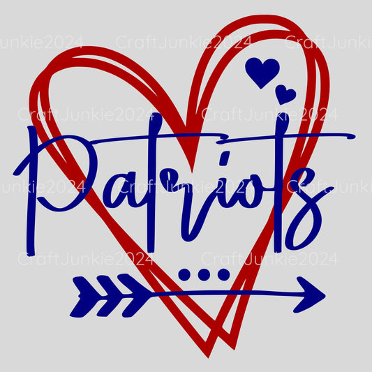Patriots Vinyl Heart Decal, Sticker, Heart, Decal, Vinyl, Cup Decal, Window Decal, Yeti Decal, Tervis Decal, Rtic Decal
