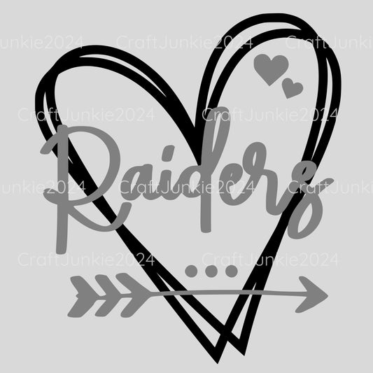 Raiders Vinyl Heart Decal, Sticker, Heart, Decal, Vinyl, Cup Decal, Window Decal, Yeti Decal, Tervis Decal, Rtic Decal