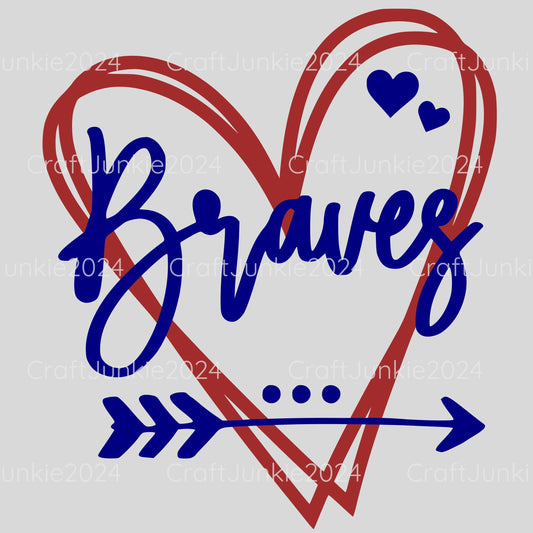 Braves Vinyl Heart Decal, Sticker, Heart, Decal, Vinyl, Cup Decal, Window Decal, Yeti Decal, Tervis Decal, Rtic Decal