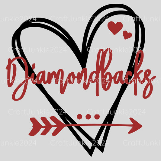 Diamondbacks Vinyl Heart Decal, Heart, Decal, Vinyl, Cup Decal, Window Decal, Yeti Decal, Tervis Decal, Rtic Decal