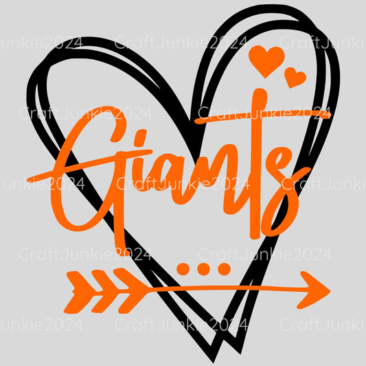 Giants Vinyl Heart Decal, Sticker, Heart, Decal, Vinyl, Cup Decal, Window Decal, Yeti Decal, Tervis Decal, Rtic Decal