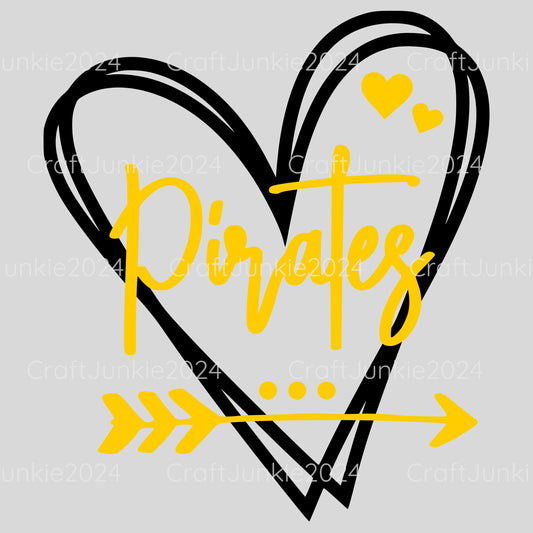 Pirates Vinyl Heart Decal, Sticker, Heart, Decal, Vinyl, Cup Decal, Window Decal, Yeti Decal, Tervis Decal, Rtic Decal