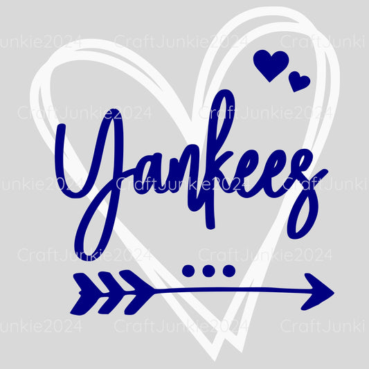 Yankees Vinyl Heart Decal, Sticker, Heart, Decal, Vinyl, Cup Decal, Window Decal, Yeti Decal, Tervis Decal, Rtic Decal