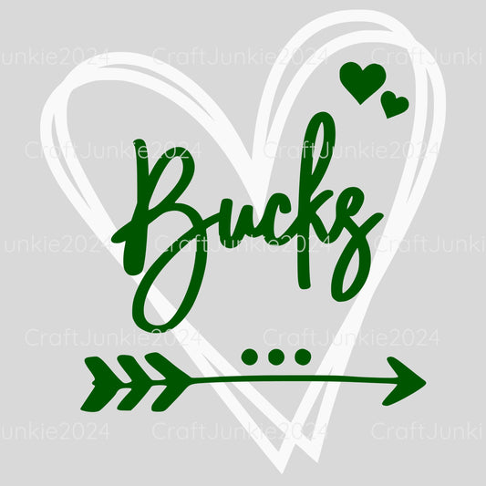 Bucks Vinyl Heart Decal, Sticker, Heart, Decal, Vinyl, Cup Decal, Window Decal, Yeti Decal, Tervis Decal, Rtic Decal