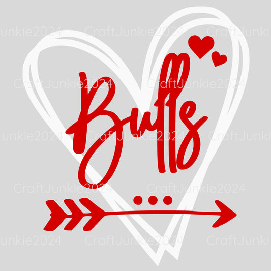 Bulls Vinyl Heart Decal, Sticker, Heart, Decal, Vinyl, Cup Decal, Window Decal, Yeti Decal, Tervis Decal, Rtic Decal