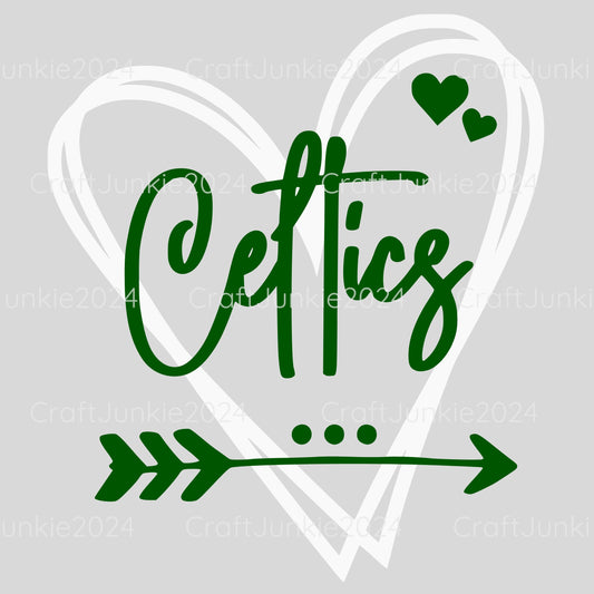 Celtics Vinyl Heart Decal, Sticker, Heart, Decal, Vinyl, Cup Decal, Window Decal, Yeti Decal, Tervis Decal, Rtic Decal