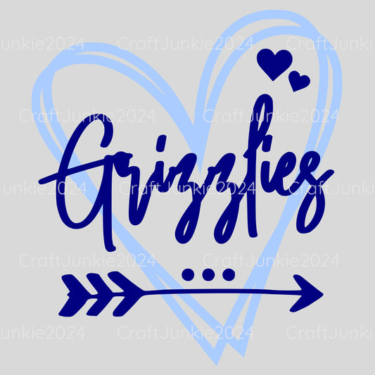 Grizzlies Vinyl Heart Decal, Sticker, Heart, Decal, Vinyl, Cup Decal, Window Decal, Yeti Decal, Tervis Decal, Rtic Decal
