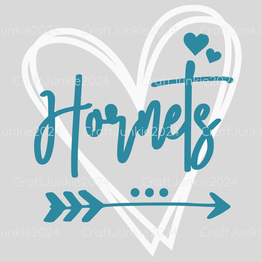 Hornets Vinyl Heart Decal, Sticker, Heart, Decal, Vinyl, Cup Decal, Window Decal, Yeti Decal, Tervis Decal, Rtic Decal