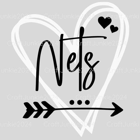 Brooklyn Nets Basketball Vinyl Heart Decal