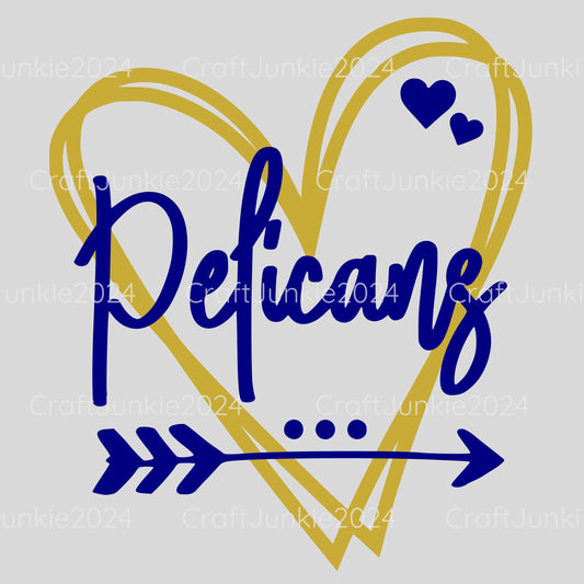Pelicans Vinyl Heart Decal, Sticker, Heart, Decal, Vinyl, Cup Decal, Window Decal, Yeti Decal, Tervis Decal, Rtic Decal