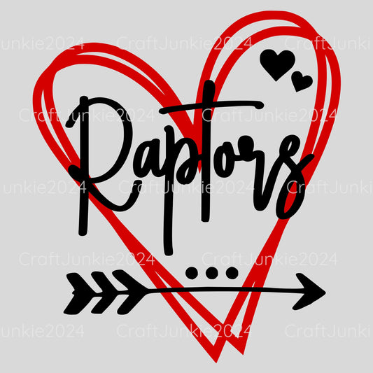 Raptors Vinyl Heart Decal, Sticker, Heart, Decal, Vinyl, Cup Decal, Window Decal, Yeti Decal, Tervis Decal, Rtic Decal