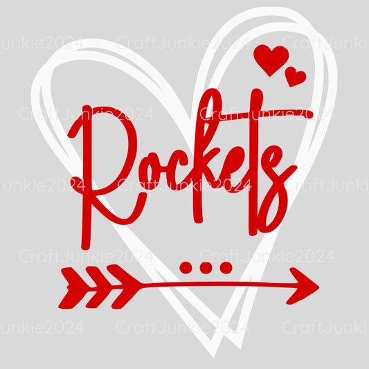 Rockets Vinyl Heart Decal, Sticker, Heart, Decal, Vinyl, Cup Decal, Window Decal, Yeti Decal, Tervis Decal, Rtic Decal