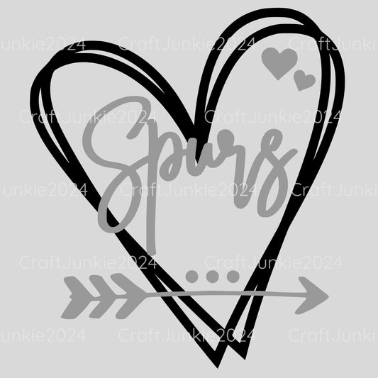 Spurs Vinyl Heart Decal, Sticker, Heart, Decal, Vinyl, Cup Decal, Window Decal, Yeti Decal, Tervis Decal, Rtic Decal