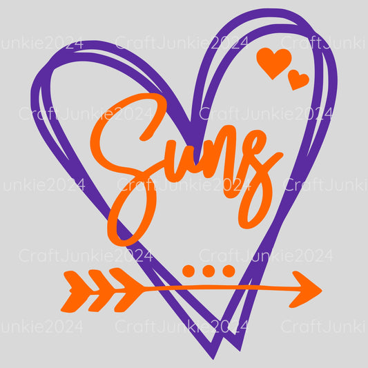Suns Vinyl Heart Decal, Sticker, Heart, Decal, Vinyl, Cup Decal, Window Decal, Yeti Decal, Tervis Decal, Rtic Decal