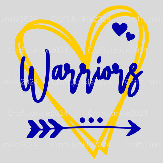 Warriors Vinyl Heart Decal, Sticker, Heart, Decal, Vinyl, Cup Decal, Window Decal, Yeti Decal, Tervis Decal, Rtic Decal