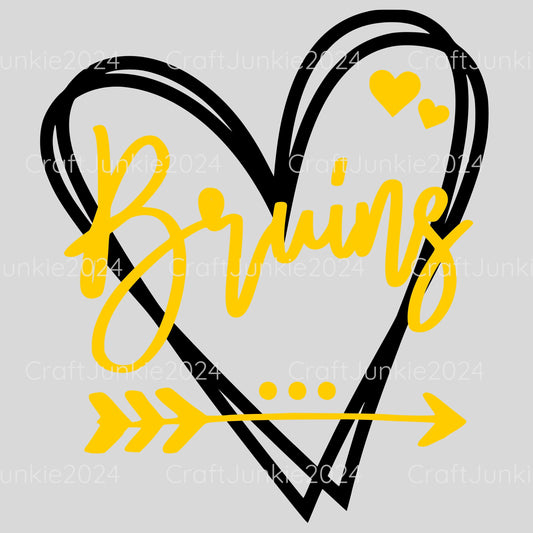 Bruins Vinyl Heart Decal, Sticker, Heart, Decal, Vinyl, Cup Decal, Window Decal, Yeti Decal, Tervis Decal, Rtic Decal