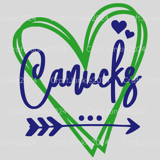 Canucks Vinyl Heart Decal, Sticker, Heart, Decal, Vinyl, Cup Decal, Window Decal, Yeti Decal, Tervis Decal, Rtic Decal