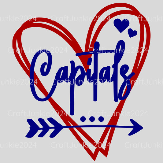 Capitals Vinyl Heart Decal, Sticker, Heart, Decal, Vinyl, Cup Decal, Window Decal, Yeti Decal, Tervis Decal, Rtic Decal