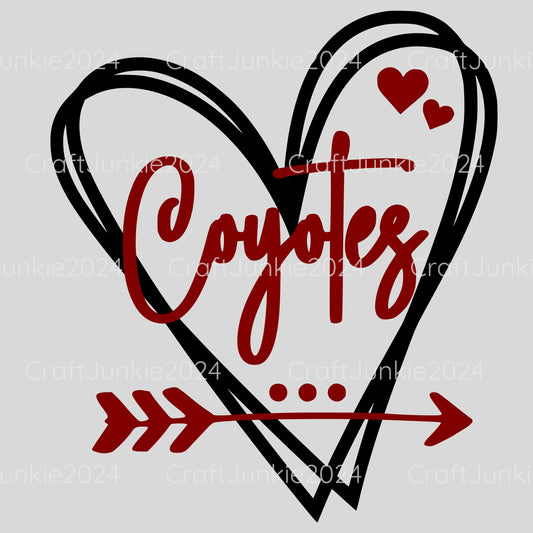 Coyotes Vinyl Heart Decal, Sticker, Heart, Decal, Vinyl, Cup Decal, Window Decal, Yeti Decal, Tervis Decal, Rtic Decal