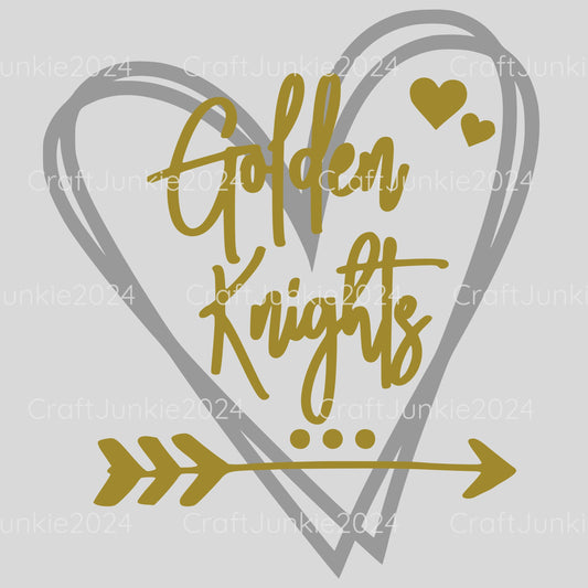 Golden Knights Vinyl Heart Decal, Sticker, Heart, Decal, Vinyl, Cup Decal, Window Decal, Yeti Decal, Tervis Decal, Rtic Decal