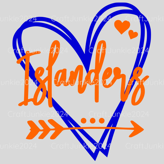 Islanders Vinyl Heart Decal, Sticker, Heart, Decal, Vinyl, Cup Decal, Window Decal, Yeti Decal, Tervis Decal, Rtic Decal