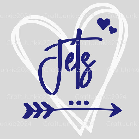 Jets Vinyl Heart Decal, Sticker, Heart, Decal, Vinyl, Cup Decal, Window Decal, Yeti Decal, Tervis Decal, Rtic Decal