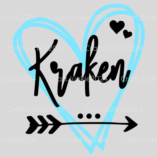 Kraken Vinyl Heart Decal, Sticker, Heart, Decal, Vinyl, Cup Decal, Window Decal, Yeti Decal, Tervis Decal, Rtic Decal