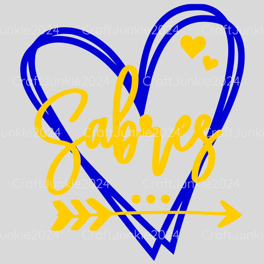 Sabres Vinyl Heart Decal, Sticker, Heart, Decal, Vinyl, Cup Decal, Window Decal, Yeti Decal, Tervis Decal, Rtic Decal