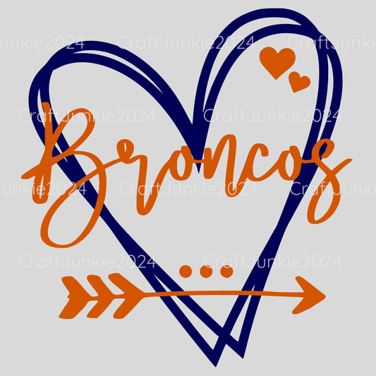 Broncos Vinyl Heart Decal, Sticker, Heart, Decal, Vinyl, Cup Decal, Window Decal, Yeti Decal, Tervis Decal, Rtic Decal