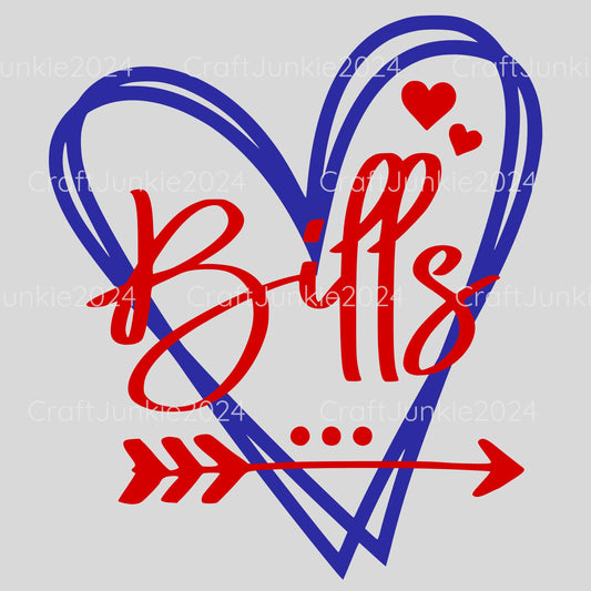 Bills Vinyl Heart Decal, Sticker, Heart, Decal, Vinyl, Cup Decal, Window Decal, Yeti Decal, Tervis Decal, Rtic Decal