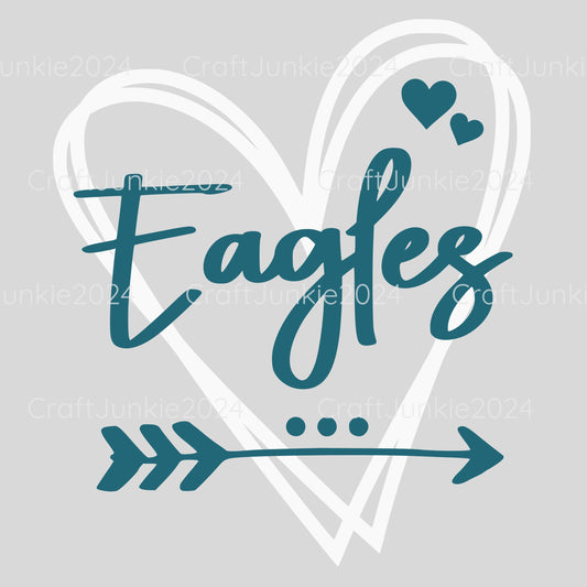 Eagles Vinyl Heart Decal, Sticker, Heart, Decal, Vinyl, Cup Decal, Window Decal, Yeti Decal, Tervis Decal, Rtic Decal