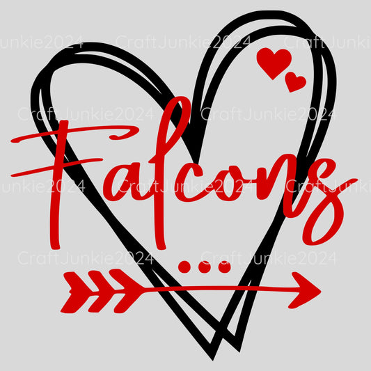 Falcons Vinyl Heart Decal, Sticker, Heart, Decal, Vinyl, Cup Decal, Window Decal, Yeti Decal, Tervis Decal, Rtic Decal