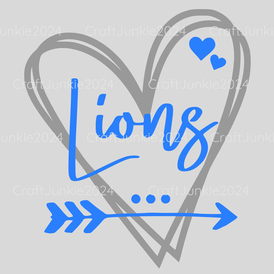 Lions Vinyl Heart Decal, Sticker, Heart, Decal, Vinyl, Cup Decal, Window Decal, Yeti Decal, Tervis Decal, Rtic Decal
