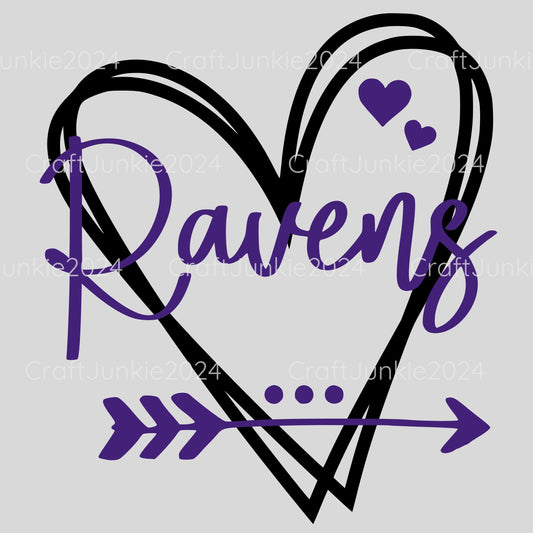 Ravens Vinyl Heart Decal, Sticker, Heart, Decal, Vinyl, Cup Decal, Window Decal, Yeti Decal, Tervis Decal, Rtic Decal