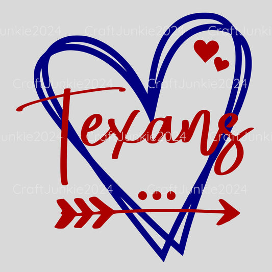 Texans Vinyl Heart Decal, Sticker, Heart, Decal, Vinyl, Cup Decal, Window Decal, Yeti Decal, Tervis Decal, Rtic Decal
