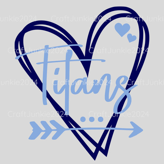 Titans Vinyl Heart Decal, Sticker, Heart, Decal, Vinyl, Cup Decal, Window Decal, Yeti Decal, Tervis Decal, Rtic Decal