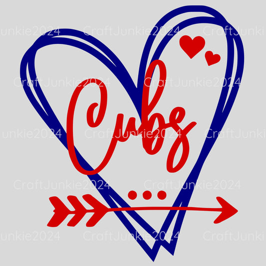 Cubs Vinyl Heart Decal, Sticker, Heart, Decal, Vinyl, Cup Decal, Window Decal, Yeti Decal, Tervis Decal, Rtic Decal
